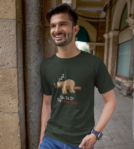 Sloth's New Year Green Graphic Printed T-shirt For Mens Boys