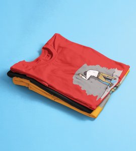 New Year Party Red Graphic Printed T-shirt For Mens Boys