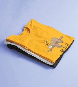 Sloth's New Year Yellow Graphic Printed T-shirt For Mens Boys