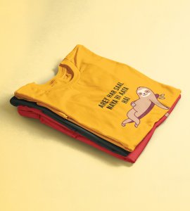 New Year Always Comes Yellow New Year Printed T-shirt For Mens