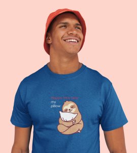 Pillow And New Year Blue Graphic Printed T-shirt For Mens Boys