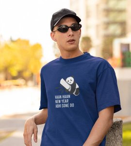 Let Me Sleep Blue New Year Printed T-shirt For Mens