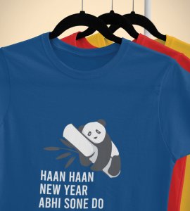 Let Me Sleep Blue New Year Printed T-shirt For Mens