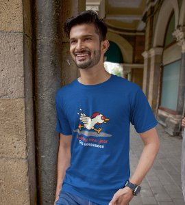 Chicken's New Year Blue Graphic Printed T-shirt For Mens Boys