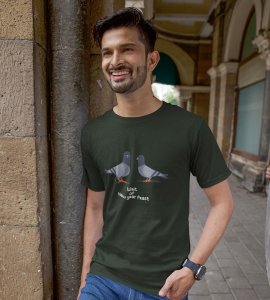 New Year Feast Green Graphic Printed T-shirt For Mens Boys