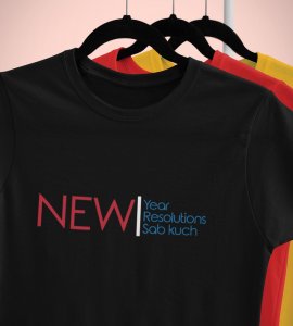 Everthing Is New Black New Year Printed T-shirt For Mens