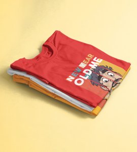 Positivity Red New Year Printed T-shirt For Mens