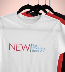 Everthing Is New White New Year Printed T-shirt For Mens