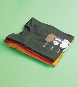 New Year Party Green Graphic Printed T-shirt For Mens Boys