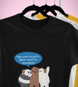 Party Is Mine BlackPrinted T-shirt For Mens On New Year Theme
