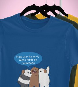 Party Is Mine BluePrinted T-shirt For Mens On New Year Theme