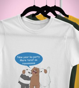 Party Is Mine WhitePrinted T-shirt For Mens On New Year Theme