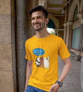 Party Is Mine YellowPrinted T-shirt For Mens On New Year Theme