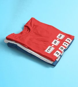 Survived New Year Red Graphic Printed T-shirt For Mens Boys