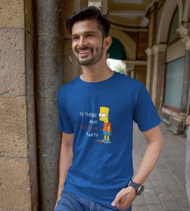 Is There Any Party? Blue Printed T-shirt For Mens On New Year Theme Best Gift For New Year