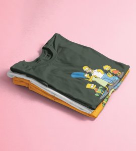 Family's New Year Green Graphic Printed T-shirt For Mens Boys