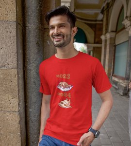 You Want To Work? Red Printed T-shirt For Mens On New Year Theme Best Gift For New Year