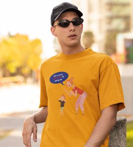 Go Enjoy Your Party YellowPrinted T-shirt For Mens On New Year Theme