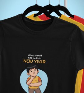 No Plans For New Year Black New Year Printed T-shirt For Mens