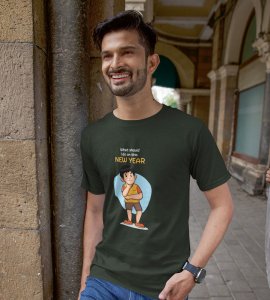 No Plans For New Year Green New Year Printed T-shirt For Mens