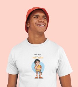 No Plans For New Year White New Year Printed T-shirt For Mens