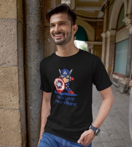 New Year New Villans Black Men Printed T-shirt For Mens Boys
