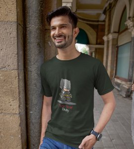 New Year New Duty Green Printed T-shirt For Mens On New Year Theme Best Gift For New Year