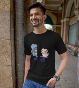 Let's Party Black Graphic Printed T-shirt For Mens Boys