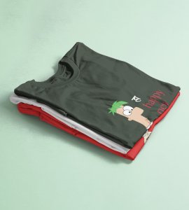 New Year Has Come Green New Year Printed T-shirt For Mens