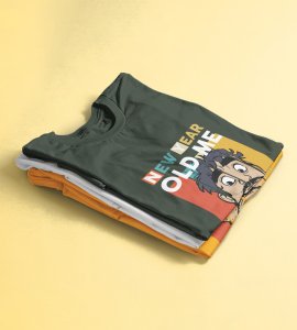 New Year Old Me Green New Year Printed T-shirt For Mens