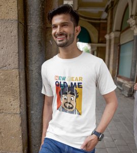 New Year Old Me White New Year Printed T-shirt For Mens
