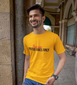 Positivity Yellow New Year Printed T-shirt For Mens