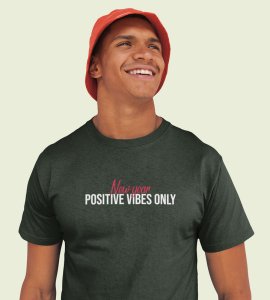 Positivity Green New Year Printed T-shirt For Mens
