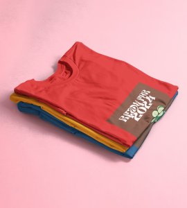 Get Ready For 2024 Red Printed T-shirt For Mens On New Year Theme Best Gift For New Year