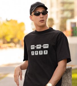 Delete 2023 Black New Year Printed T-shirt For Mens