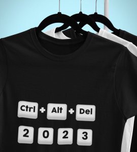 Delete 2023 Black New Year Printed T-shirt For Mens