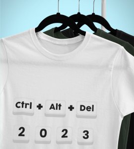 Delete 2023 White New Year Printed T-shirt For Mens