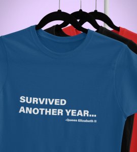 Survived New Year Blue Graphic Printed T-shirt For Mens Boys