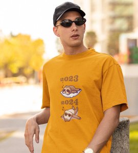 Sleep More Yellow Graphic Printed T-shirt For Mens Boys