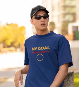 New Year Goal Blue New Year Printed T-shirt For Mens
