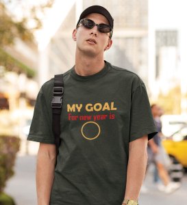 New Year Goal Green New Year Printed T-shirt For Mens