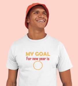 New Year Goal White New Year Printed T-shirt For Mens