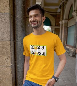 Bye 2023 Welcome 2024 Yellow New Year Printed T-shirt For Mens