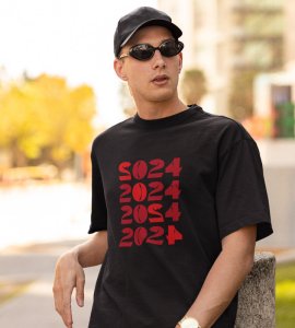 2024 Has Come Black Men Printed T-shirt For Mens Boys