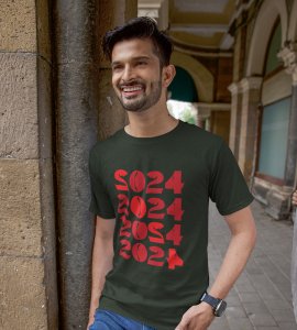 2024 Has Come Green Men Printed T-shirt For Mens Boys