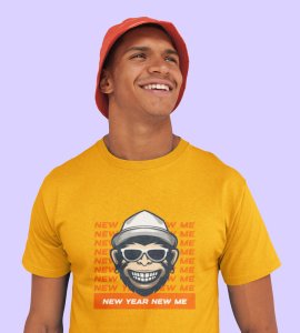 Monkey's New Year Yellow New Year Printed T-shirt For Mens