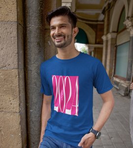 2024 New Year Blue Printed T-shirt For Mens On New Year Theme Best Gift For New Year