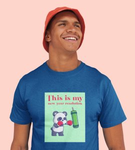 New Year New Resolution Blue Men Printed T-shirt For Mens Boys