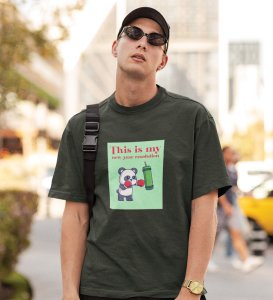 New Year New Resolution Green Men Printed T-shirt For Mens Boys