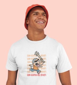 No More Rage White New Year Printed T-shirt For Mens